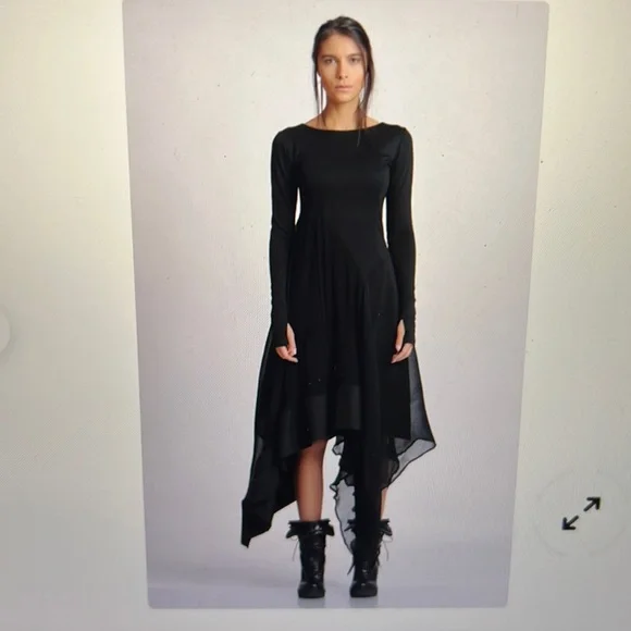 black chiffon asymmetrical dress Chiffon Halter Asymmetrical Hem Dress Black / M